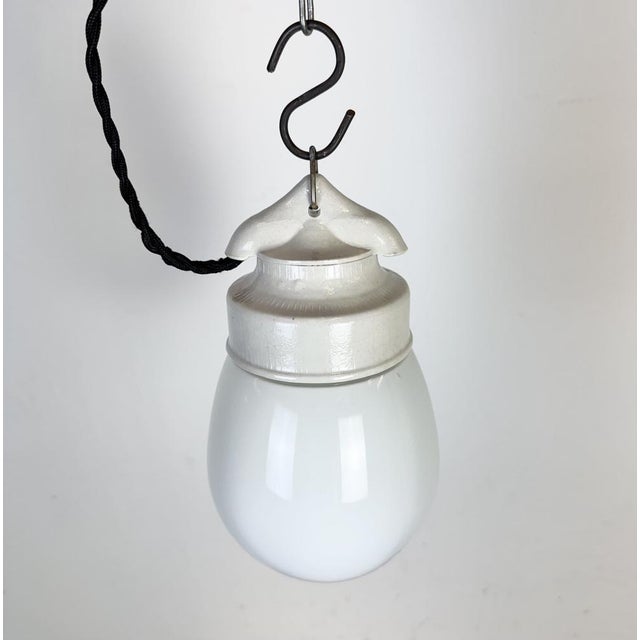 Vintage White Porcelain Pendant Light, 1970s For Sale - Image 6 of 15