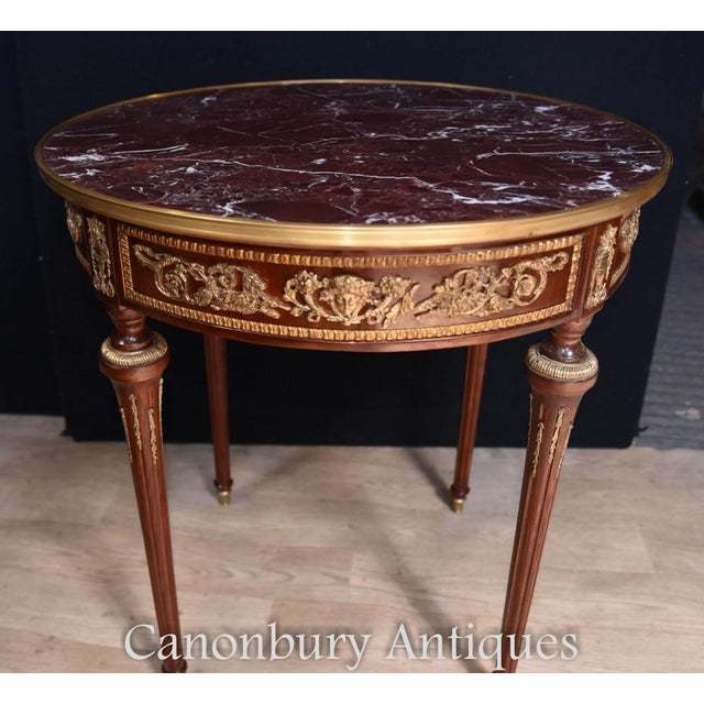 French Empire Style Gilt Side Tables with Marble Tops, Set of 2 For Sale - Image 5 of 9
