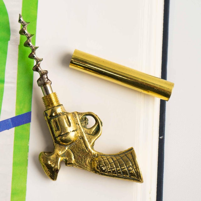 Vintage Brass Revolver Corkscrew & Bottle Opener For Sale - Image 11 of 13