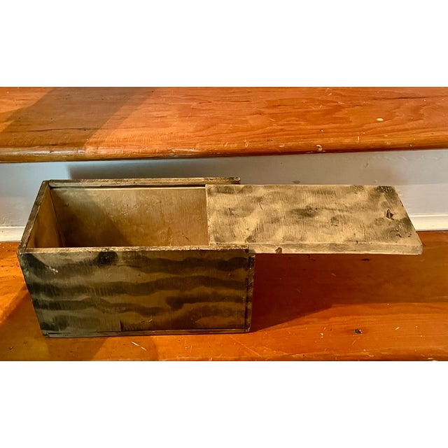 Antique 19th Century American Primitive Folk Art Paint Decorated Wood Candle Box With Smoke Pattern Design For Sale - Image 16 of 18