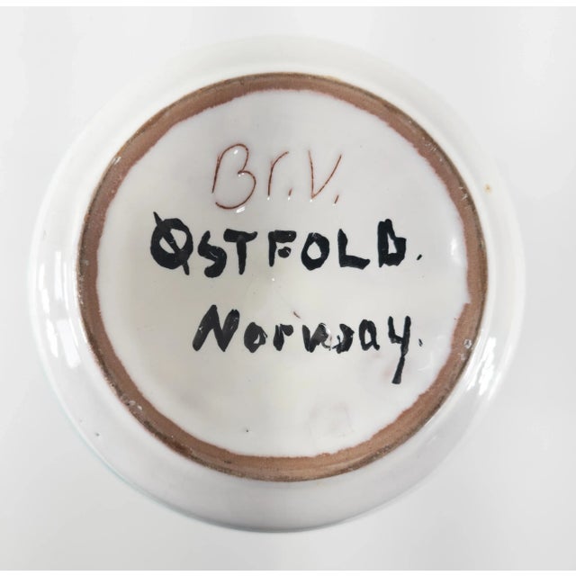 White Mid-Century Norwegian Art Pottery Vase, Signed For Sale - Image 8 of 9