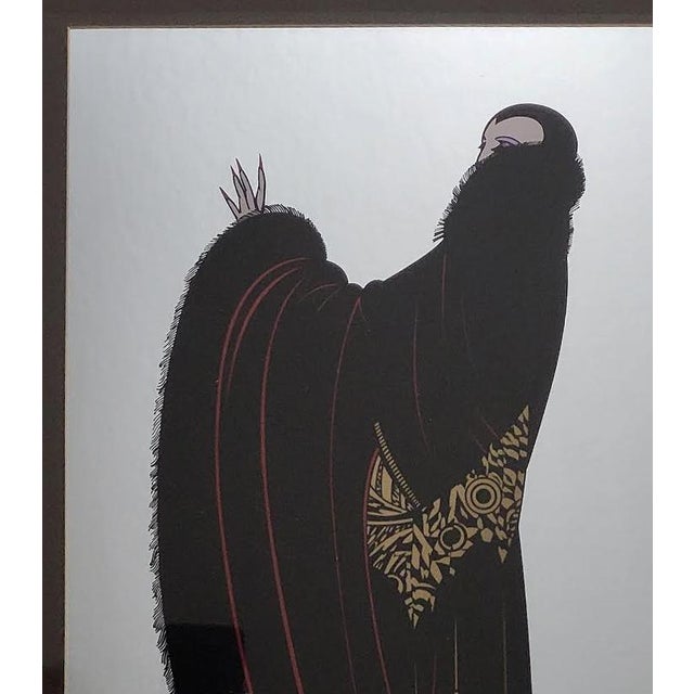 1980s 1980s Vintage Erté "Soiree" Offset Lithograph Poster on Silver Foil Paper For Sale - Image 5 of 6