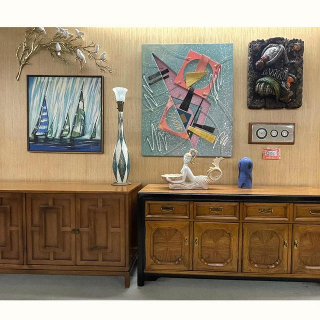 1980s Vintage 1980s Memphis Style 3d Abstract Geometric Mixed Media Combine Painting For Sale - Image 5 of 10