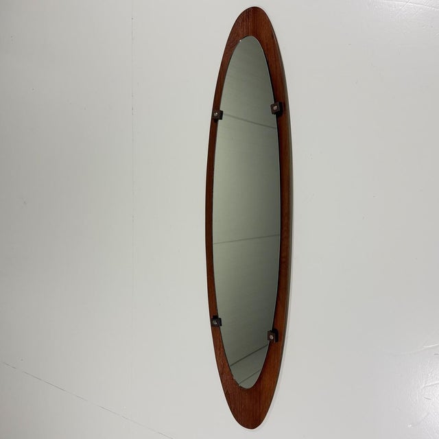Vintage Bended Wooden Wall Mirror by Mobili Polli, Italy, 1950s For Sale - Image 4 of 13