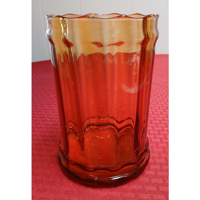 Vintage Empoli Optic Glass Apothecary Jar With Circus Tent Lid, MCM For Sale In San Diego - Image 6 of 8