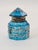 Antique Art Deco French Inkwell in Blue Faceted Glass, 1920 For Sale - Image 4 of 10