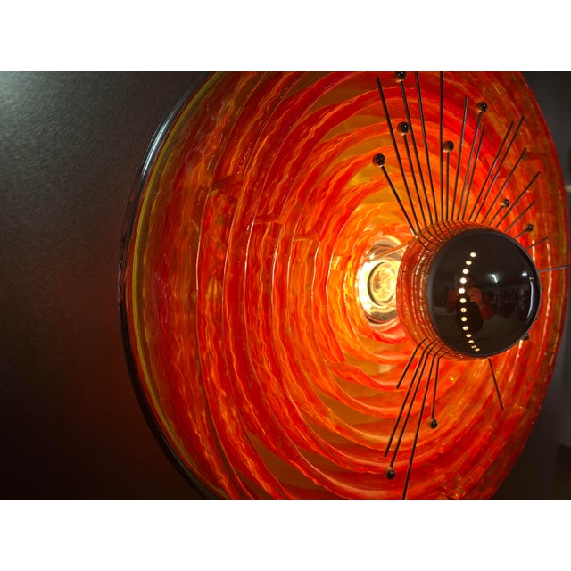 Esperia Steel and Murano Glass Light Panel by Angelo Brotto for Esperia, 1970s For Sale - Image 4 of 9