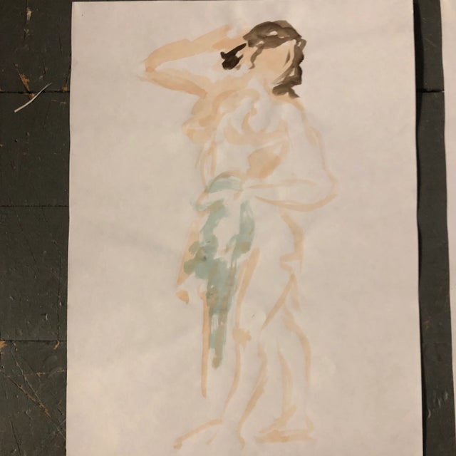 Gallery Wall Collection-4 Original 1970’s Vintage Female Nude Watercolor Study Drawings/Paintings For Sale - Image 4 of 7