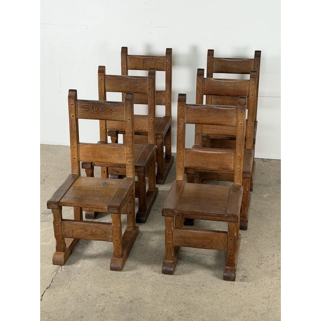Vintage Dutch Brutalist Oak Dining Chairs, Set of 6 For Sale - Image 11 of 11