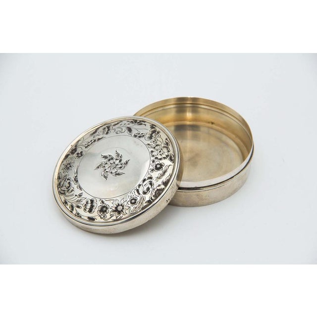 Vintage Cylindrical Silver Box For Sale - Image 3 of 4