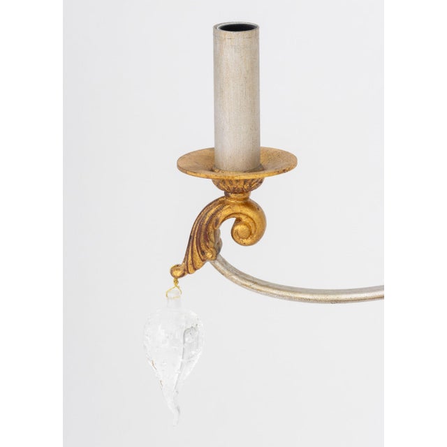 Modern Art Glass Silvered and Giltwood Chandelier For Sale In New York - Image 6 of 9