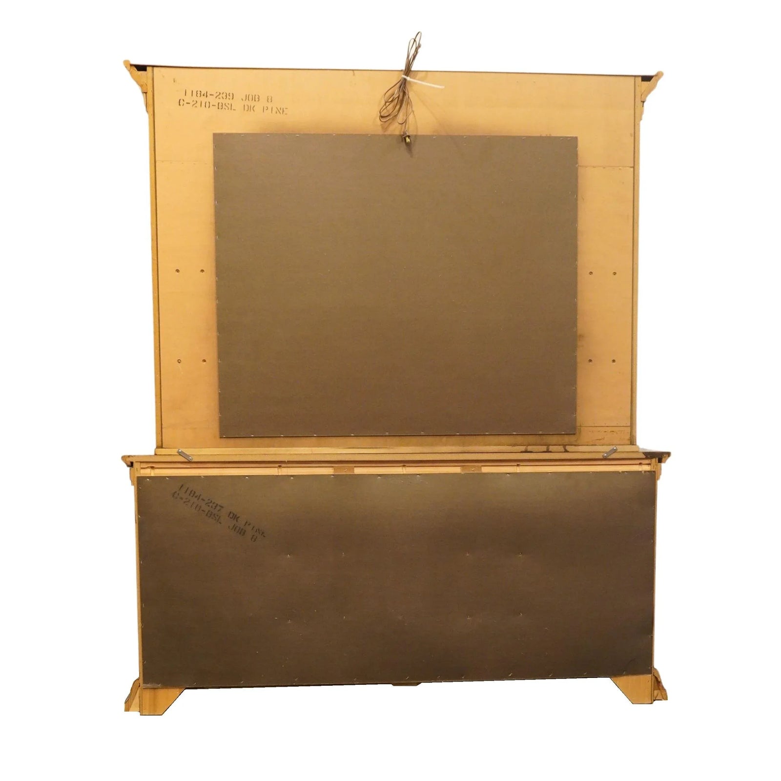 Bassett Furniture Solid Pine Rustic Americana 69" Dresser W. Mirror Hutch 1184-237 / 1184-239
