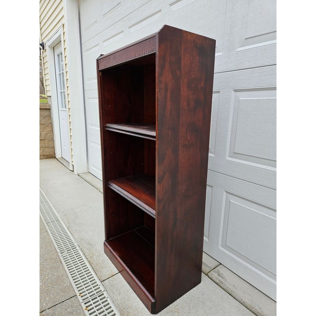 Antique Mahogany Open Bookcase - Adjustable Shelves For Sale - Image 6 of 18