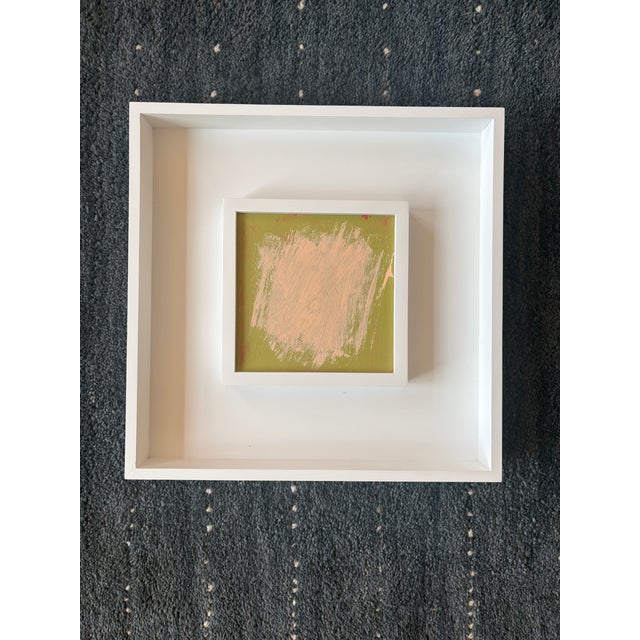2020s Sarah Trundle, Contemporary Abstract Framed Painting, "Enough Said: Peach on Green" For Sale - Image 5 of 6