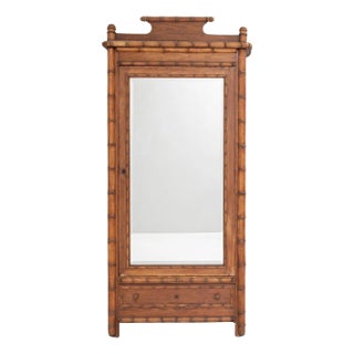 1900s French Faux Bamboo Cabinet With Mirror For Sale