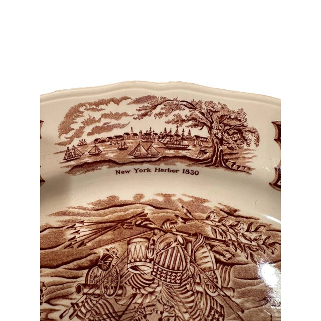 Ceramic Vintage Alfred Meakin Staffordshire Fair Winds The Friendship of Salem Brown Platter For Sale - Image 7 of 8