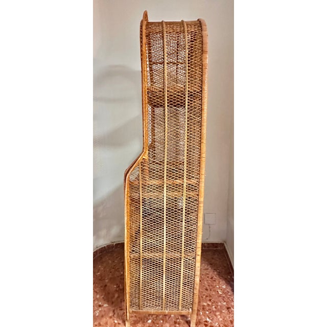 1960s French Wicker Peacock Shelf, 1970 For Sale - Image 5 of 15