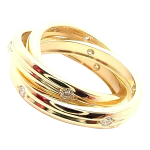 Cartier 18k Yellow Gold Diamond Constellation Trinity Ring Size 51
