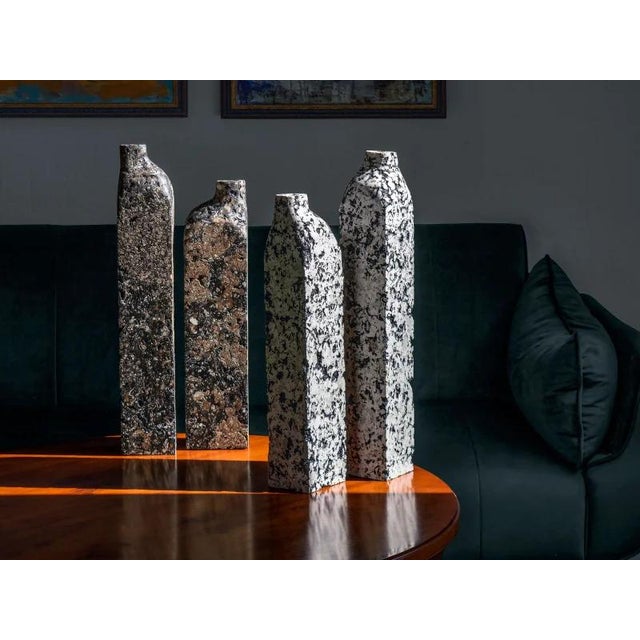 White Cast Stone Sculptural Vases by Donatas Zukauskas, Set of 2 For Sale - Image 8 of 9
