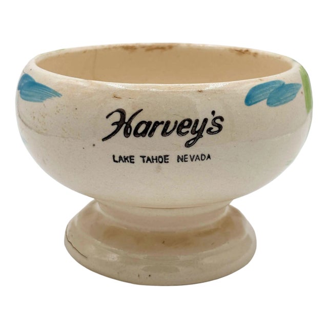 1950s Hand Painted Harveys Casino Lake Tahoe Hula Scorpion Tiki Mug Bowl For Sale
