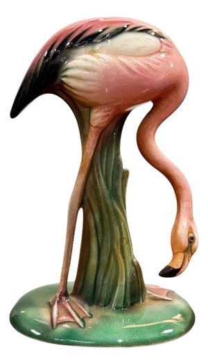 Mid 20th Century "Drinker" Pink Flamingo Ceramic Tabletop Sculpture Will George