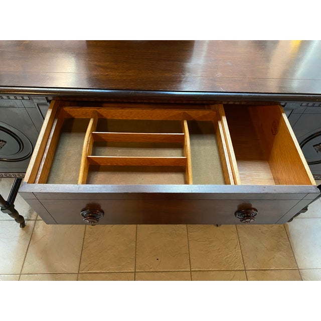 1930s Vintage Jacobean Style Baker Furniture Company Mahogany Sideboard