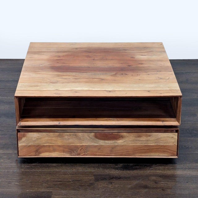 Brown Cb2 Spin Rotating Coffee Table With Two Drawers For Sale - Image 8 of 11