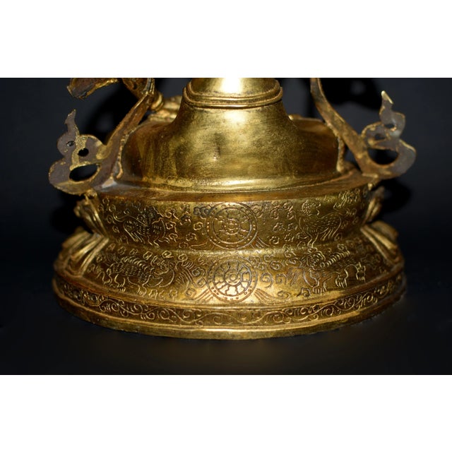 Tibetan Buddha Vajrasattva 13" Gilt Bronze Statue For Sale - Image 12 of 12