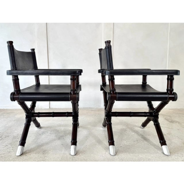 Wood (2) Ralph Lauren Director’s Chairs in Estate Black Leather For Sale - Image 7 of 14
