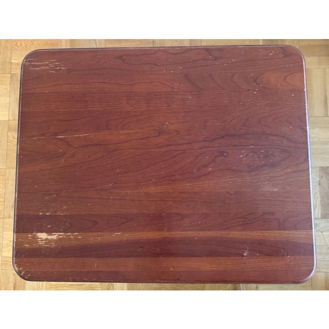 Ethan Allen French Provincial 2-Drawer Side Table, Cherry Finish, Cabriole Legs, Made in Usa For Sale - Image 9 of 18