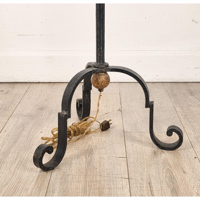 Black 1970s Wrought Iron Torchères With Gilt Accents - a Pair For Sale - Image 8 of 8