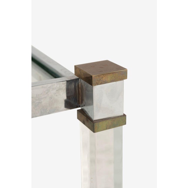 Romeo Rega Brass, Lucite & Glass Side Table, Italy 1970s For Sale - Image 4 of 8