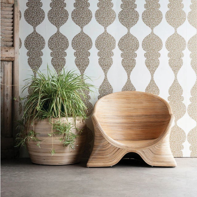 Mid-Century Modern Matthew Izzo Home Parabola Rattan Drum Style Coffee/Side Table For Sale - Image 3 of 3