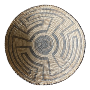 Early 20th Century Woven Greek Key Basket Attributed to Native American Arts