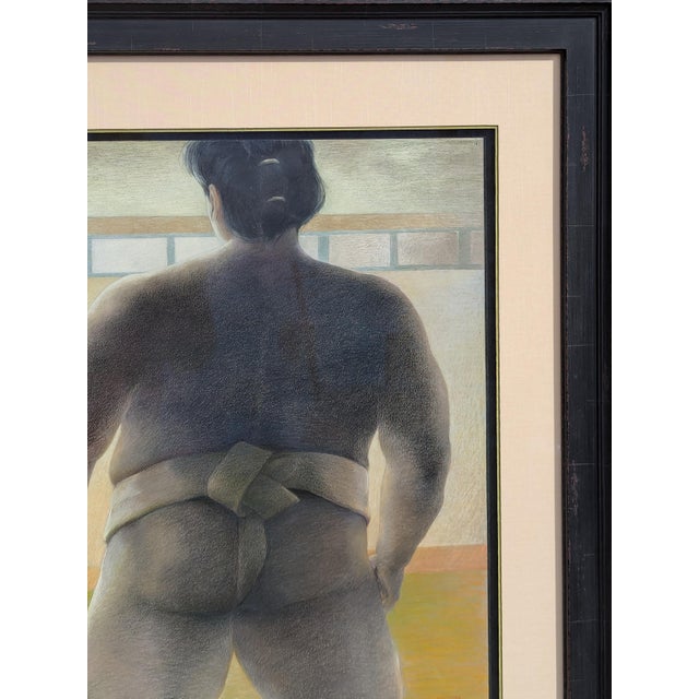 Late 20th Century Phyllis Steele Modern Pastel Figurative Drawing of a Sumo Wrestler in a Mawashi from Behind, 20th Century For Sale - Image 5 of 10