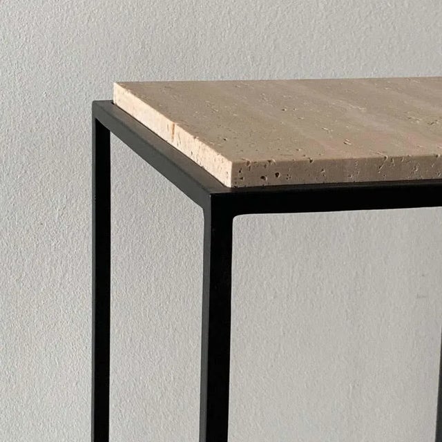 Modern Diagramme' Travertine Drinks Tables by Design Frères - a Pair For Sale - Image 3 of 7