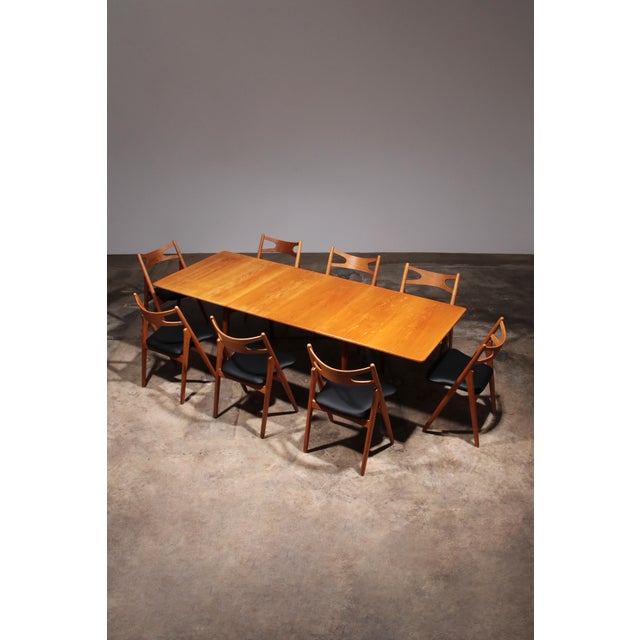 1960s Vintage Dining Room Set by Hans J. Wegner for Carl Hansen & Søn, 1960, Set of 9 For Sale - Image 5 of 18