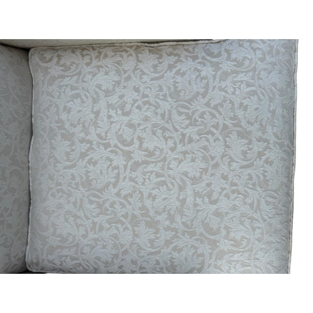 Mid 20th Century Cream and Ivory Floral Pattern Wingback Chair For Sale - Image 9 of 10