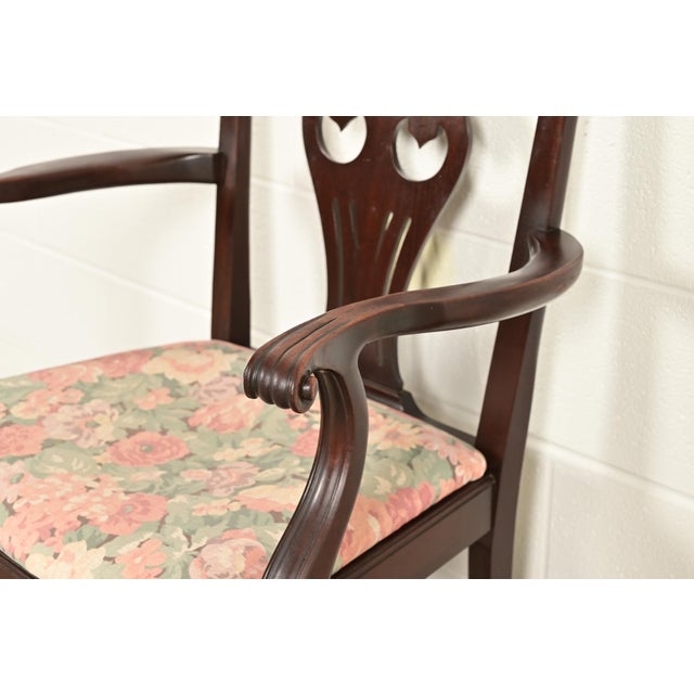 Ethan Allen Georgian Carved Mahogany Armchair For Sale - Image 10 of 14