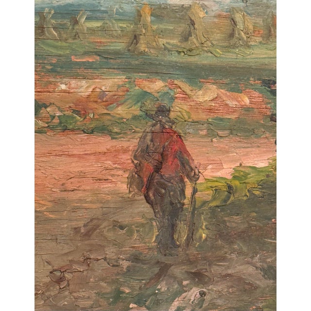 Wood Late 19th Century Gold Framed French Impressionist Oil on Board “Countryside Stroll” Artist Signed T. La Rive For Sale - Image 7 of 12