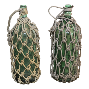 Vintage Rope-Wrapped Ship Bottles - a Pair