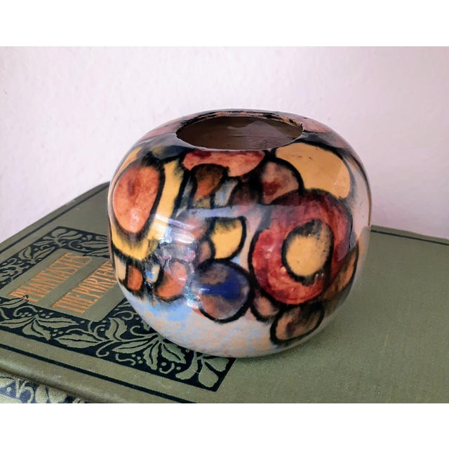 Ceramic Abstract Ceramic Pottery Bowl Vase Moorcroft Style For Sale - Image 7 of 7