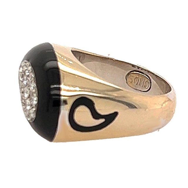 Late 20th Century 18k Onyx & Diamond Ring by Soho, Size 5 For Sale - Image 4 of 5