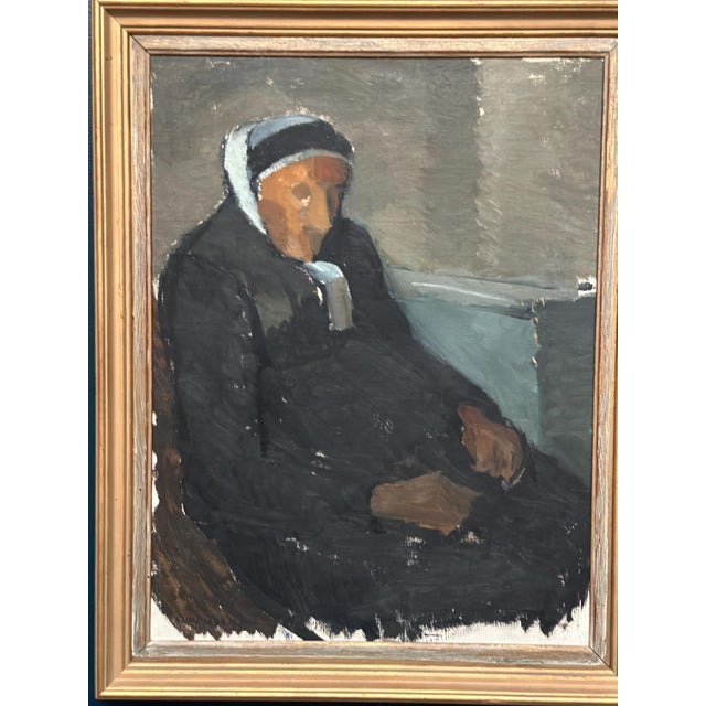 Original Vintage Scandinavian Oil on Canvas – “Gumma” by Anna Barbara Weinreich – Signed – Framed – 83 × 67 cm (32.7" ×...