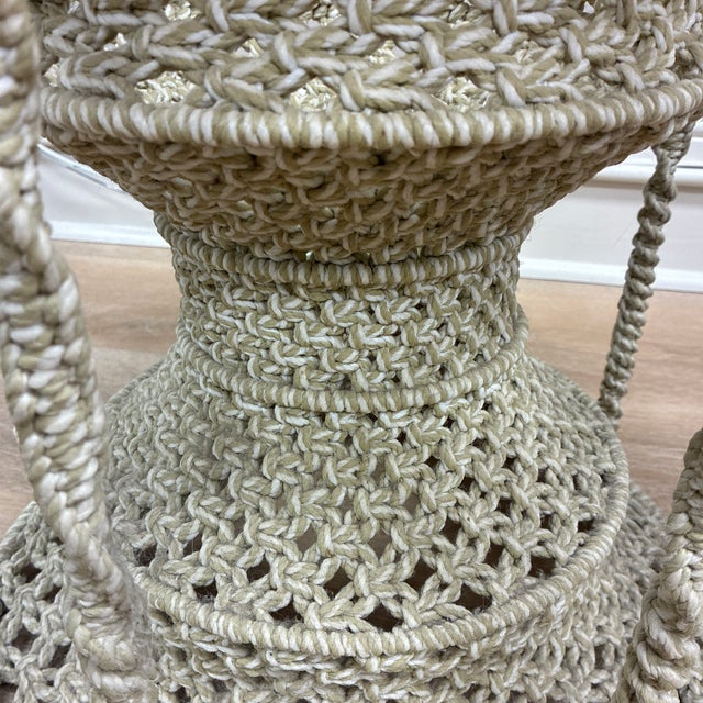 Mid-Century Modern 1970s Boho Macrame Round Table With Glass Top For Sale - Image 3 of 4