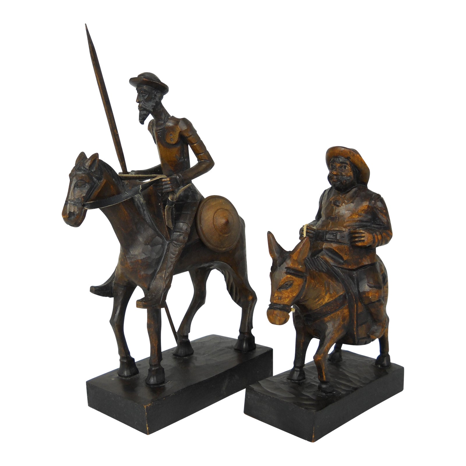 Vintage Carved Wood Don Quixote Figures A Pair Chairish