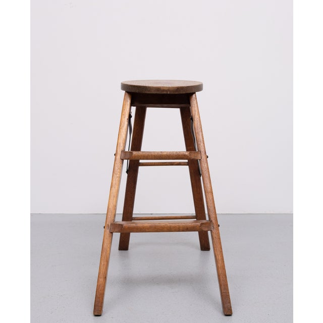 Wood Oak Folding Library Steps, Holland, 1950s For Sale - Image 7 of 10