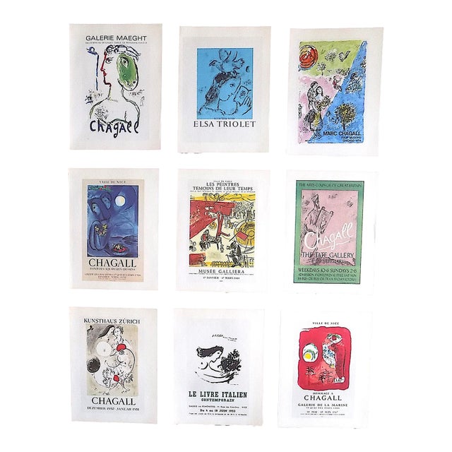 Vintage Mid 20th C. Marc Chagall Poster Lithographs - Set of 9 For Sale