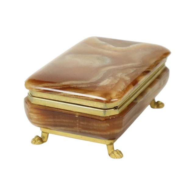 Vintage Italian Jewelry Box in Alabaster with Gold Lions Paws, 1960s For Sale - Image 4 of 13