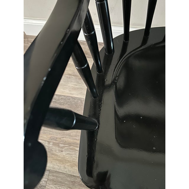 Vintage C. 1969 S. Bent & Bros. Collegiate Black Windsor Style Arm Chair For Sale - Image 12 of 12